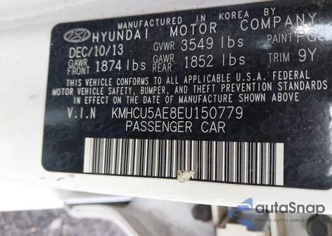 2014 Hyundai Accent Se из США, поврежденный, VIN KMHCU5AE8EU150779